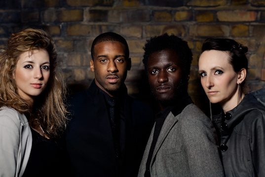 Photo of Sector7 vocal group outside 606 Club, London
