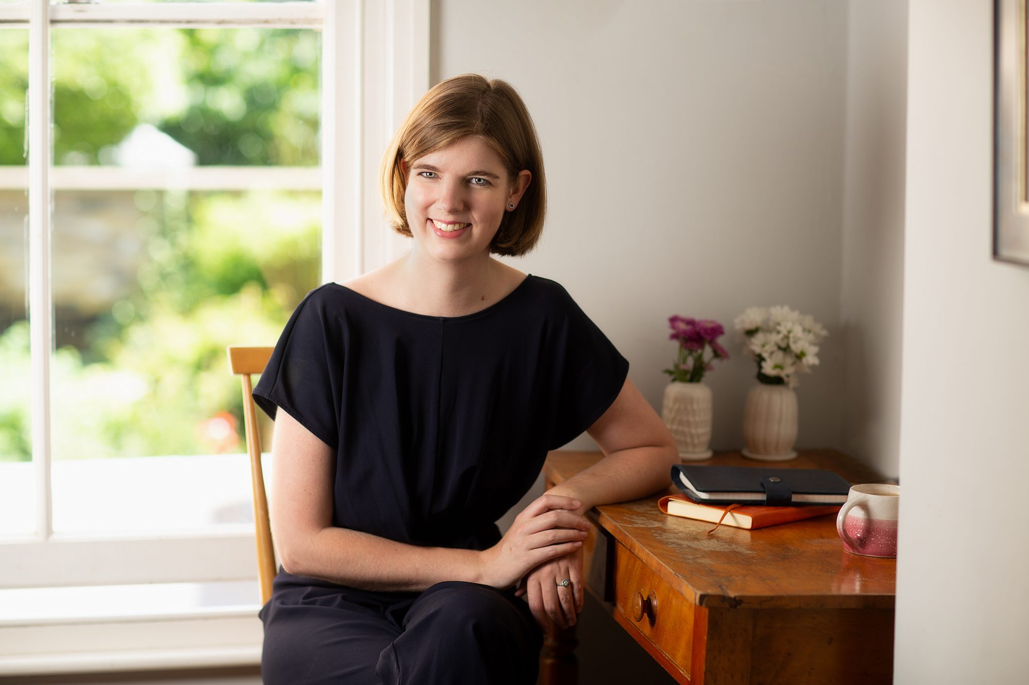Author Elizabeth MacNeal's writing desk at home in East London