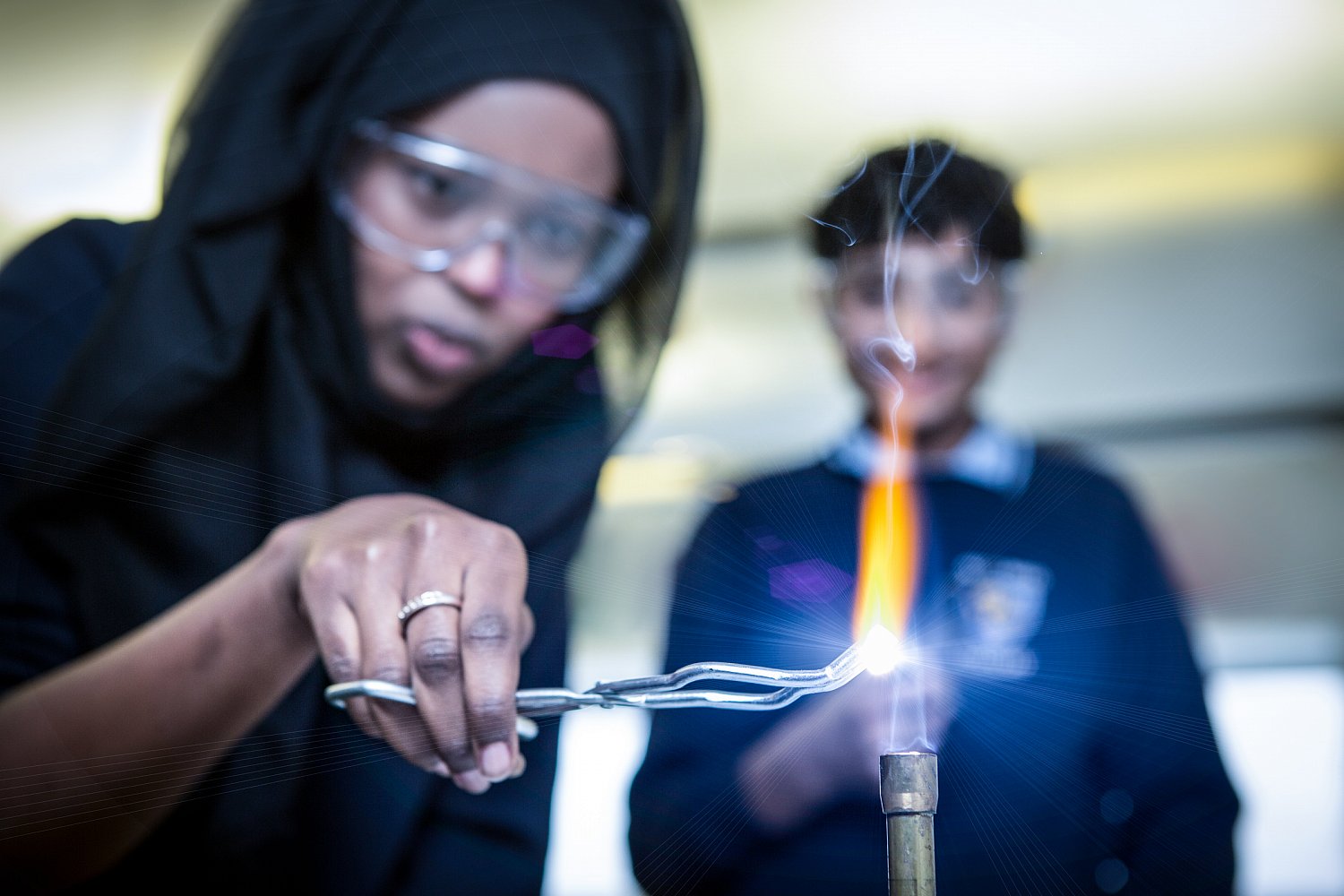 Moment of Ignition: Students experiment with magnesium