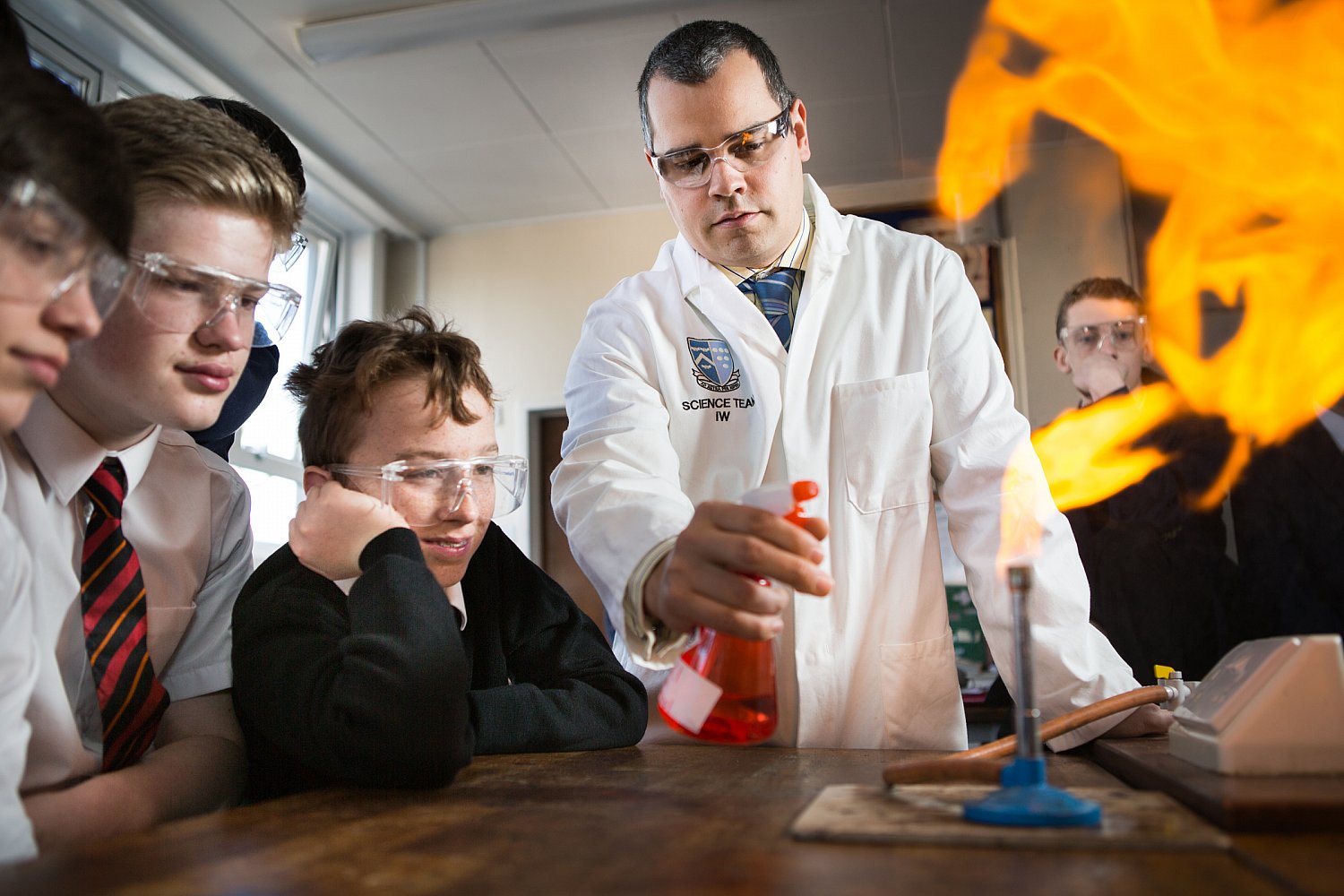 Fire experiment in a school science lab